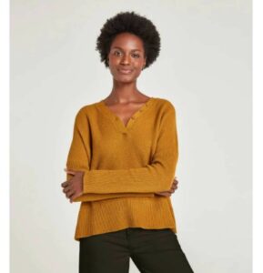 Thoughts Journee organic cotton knitted top in straw yellow 1