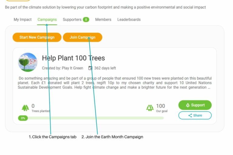 Earth Day Once you have joined the campaign you can share its link