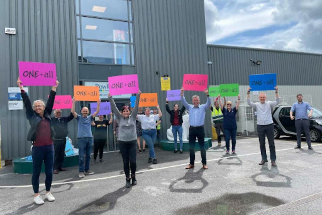 OneAll The OneAll team outside the Head Office in Stockport