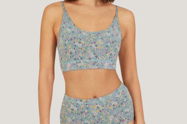 Sustainable Underwear Thoughts EcoVero floral bralette in pine green