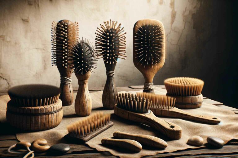 Sustainable Hairbrushes Ancient hairbrushes were made from natural materials such as wood bone and animal bristles
