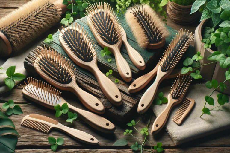 Sustainable hairbrushes are crafted from eco friendly materials like bamboo wood and natural bristles